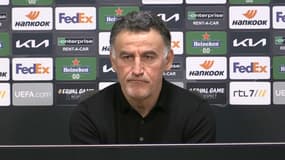 Christophe Galtier en conférence de presse, à Amsterdam le 25 février 2021
