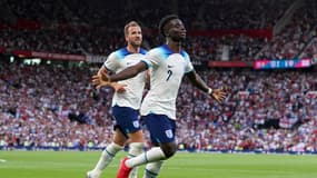 Bukayo Saka et Harry Kane lors de la victoire de l'Angleterre face à la Macédoine du nord en qualifications pour l'Euro 2024, le 19 juin 2023