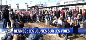 Manifestation contre la loi Travail: étudiants et lycéens envahissent la gare de Rennes