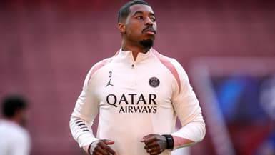 Presnel Kimpembe à l'entrainement avec le PSG avant le match face à Arsenal, en demi-finale aller de Ligue des champions, le 28 avril 2025