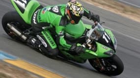 Le pilote français sur sa Kawasaki (copyright : David Reygondeau)