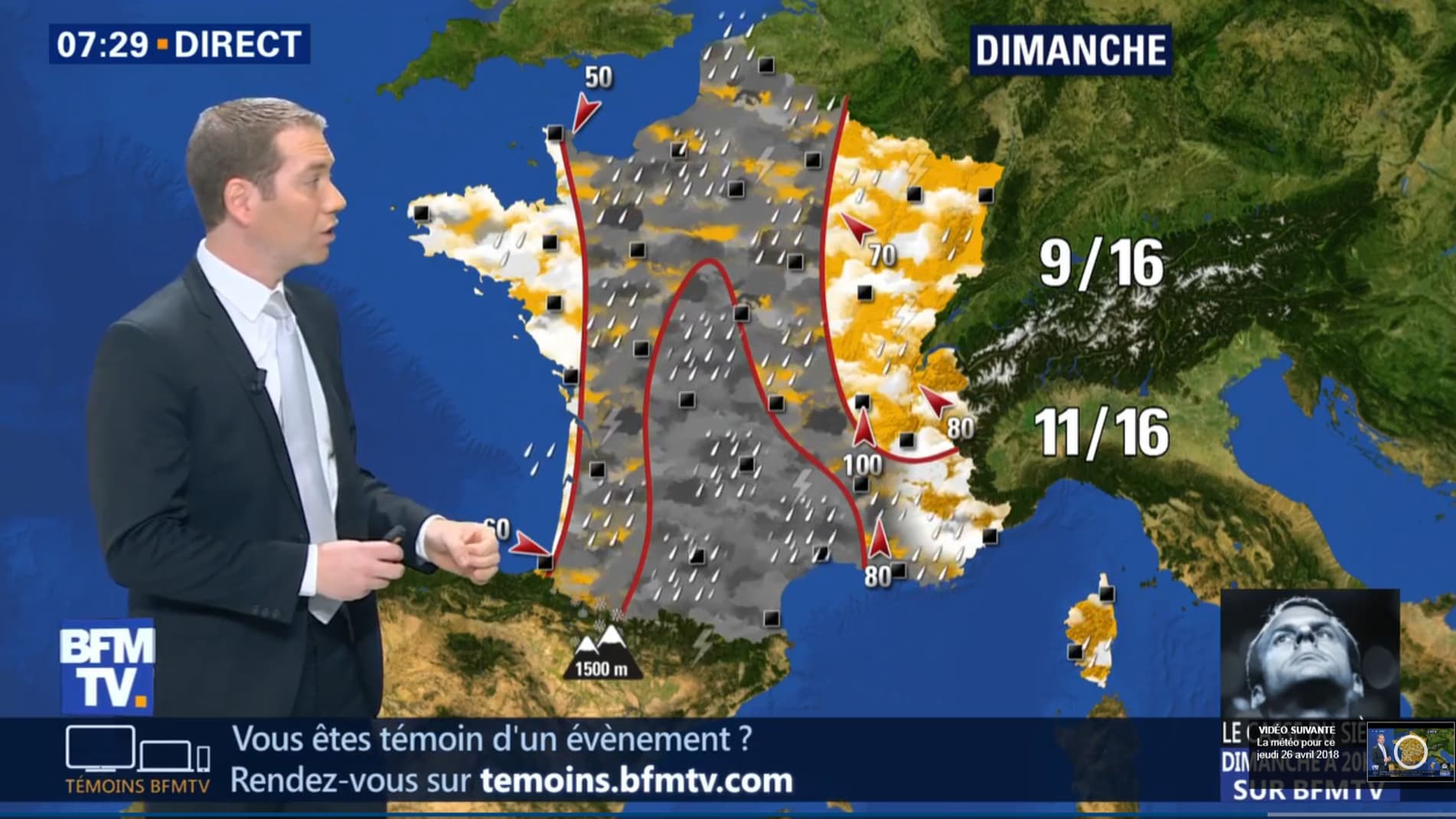 Météo dimanche 29 avril 2018. 