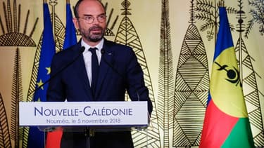 Le Premier ministre Edouard Philippe donne un discours le 5 novembre 2018 à Nouméa, après le référendum qui a rejeté l'indépendance