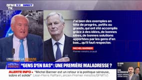 "Les gens d'en bas": pour Jean-Pierre Raffarin, l'expression utilisée par Michel Barnier n'est "pas quelque chose de méprisant"