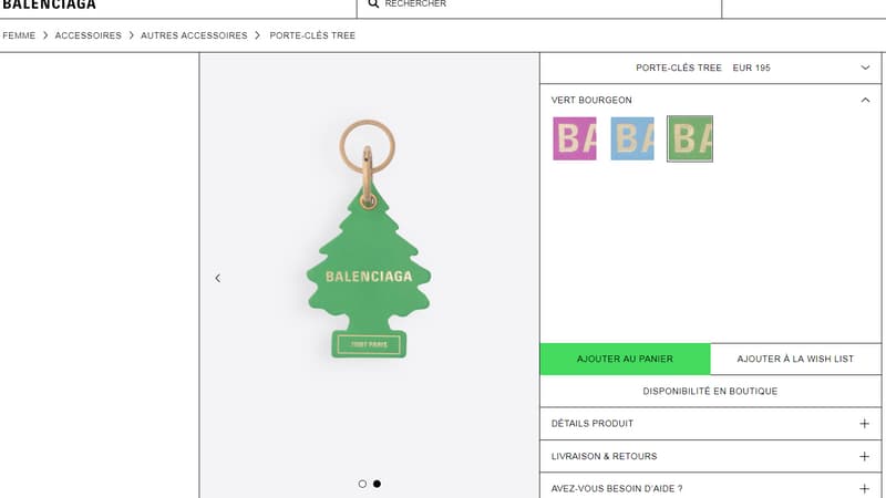 Car Freshner Corporation accuse Balenciaga d'avoir copié jusqu'à la couleur de ses petits sapins. 