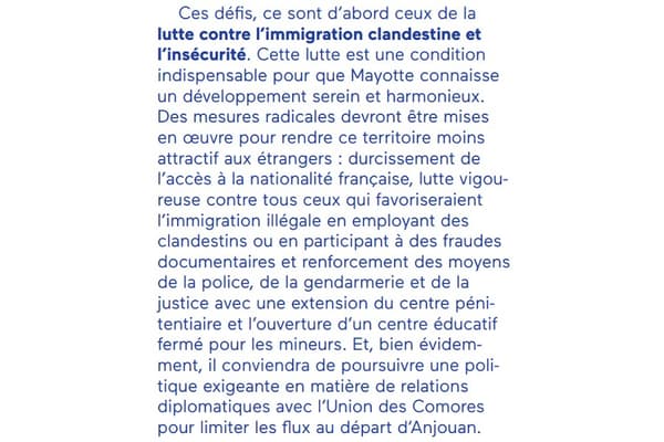 Un extrait du tract édité par Emmanuel Macron à destination des Mahorais, lors de la campagne présidentielle de 2022.