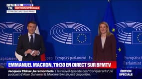 Emmanuel Macron arrive au Parlement européen