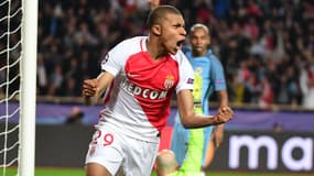 Kylian Mbappé lors de Monaco-Manchester City en Ligue des champions le 15 mars 2017
