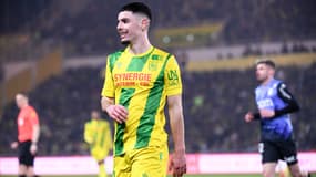 Matthis Abline lors d'un match de Ligue 1 entre Nantes et Monaco - le 10/01/2025