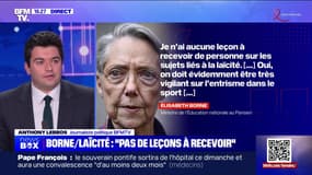 "Je n'ai aucune leçon à recevoir de personne sur les sujets liés à la laïcité": Élisabeth Borne répond à Gérald Darmanin et Bruno Retailleau sur la polémique autour du port du voile dans le sport