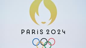 Le logo des Jeux olympiques de Paris-2024 lors de sa présentation au cinéma le Grand Rex à Paris le 21 octobre 2019