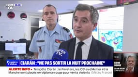 Tempête Ciarán: Gérald Darmanin "encourage à ne pas sortir dans la nuit de mercredi à jeudi"