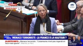 Élisabeth Borne répond à Marine Le Pen: "Le RN s'est systématiquement opposé aux mesures pour renforcer la protection des Français et renforcer la lutte contre le terrorisme"