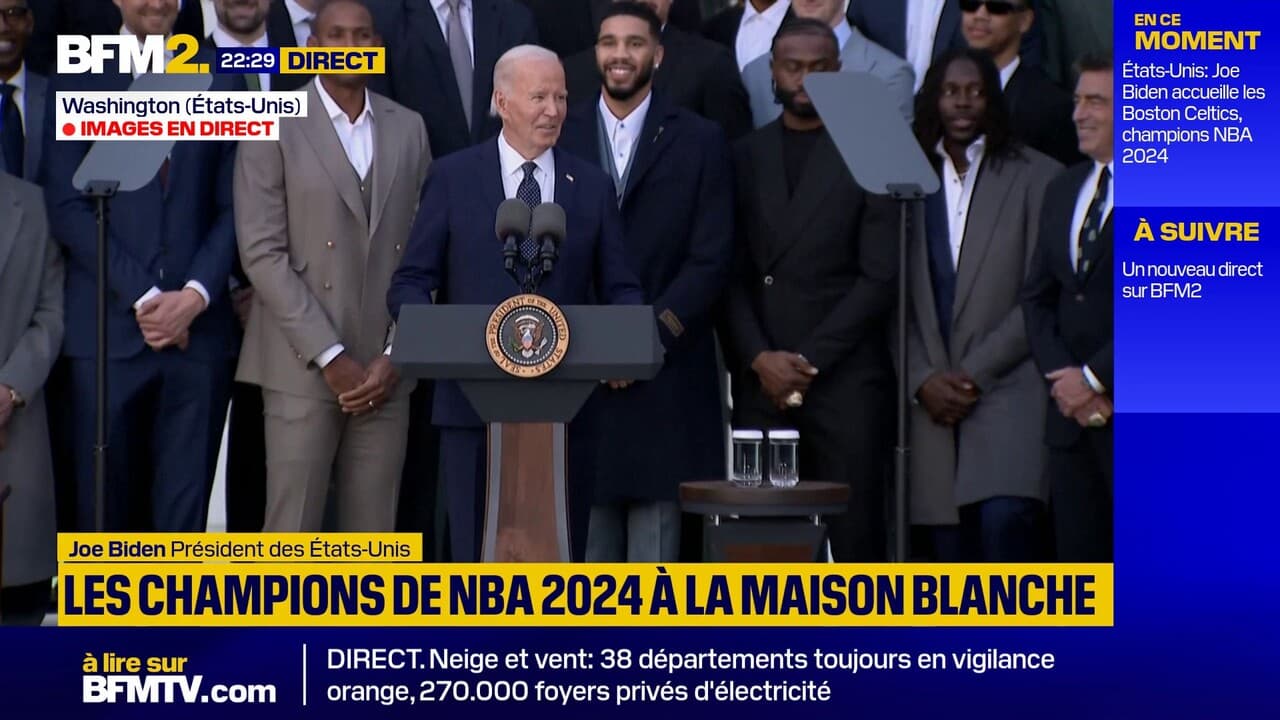 The Boston Celtics, 2024 NBA champions, received at the White House by Joe Biden