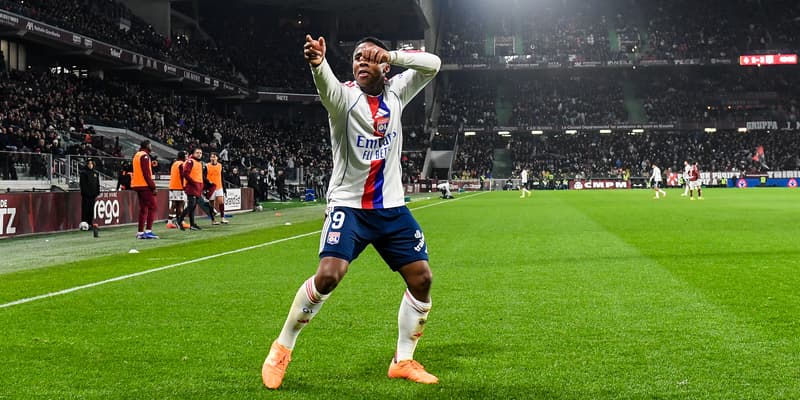 Endrick célèbre son triplé lors du match Metz-OL (2-5, L1), le 25 janvier 2026