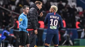 Thomas Tuchel et Neymar lors du match PSG-ASSE, le 8 janvier 2020 