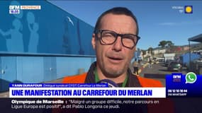 Marseille: manifestation au Carrefour du Merlan 
