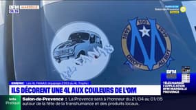 OM: deux supporters décorent une 4L aux couleurs du club