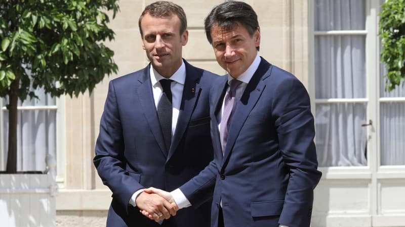 Emmanuel Macron et Giuseppe Conte à l'Elysée, le 15 juin 2018.