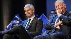 Le chef des députés LR Laurent Wauquiez et le président du Sénat Gérard Larcher le 15 mai 2019 à Paris 
