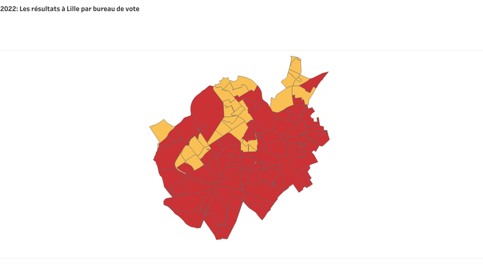 La carte électorale de Lille lors du premier tour de l'élection présidentielle 2022.