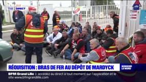 Réquisition: les salariés bloquent l'entrée du dépôt de Mardyck