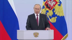 Vladimir Poutine pendant sa conférence de presse le 30 septembre 2022.