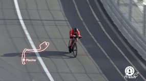 Test grandeur nature du vélo électrique développé par Andrey Kashechkin, sur le tracé du GP de Monaco en mai 2023