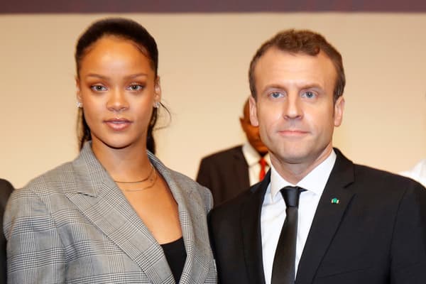 Emmanuel Macron et Rihanna à Dakar, le 2 février 2018