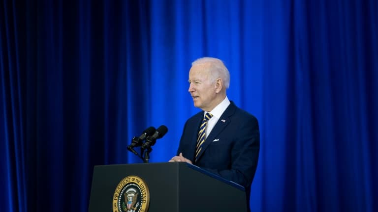 Le président américain Joe Biden lors d'un discours en Virginie, le 10 février 2022