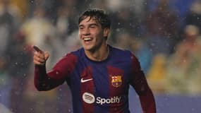 L'attaquant Marc Guiu avec Barcelone en décembre 2023