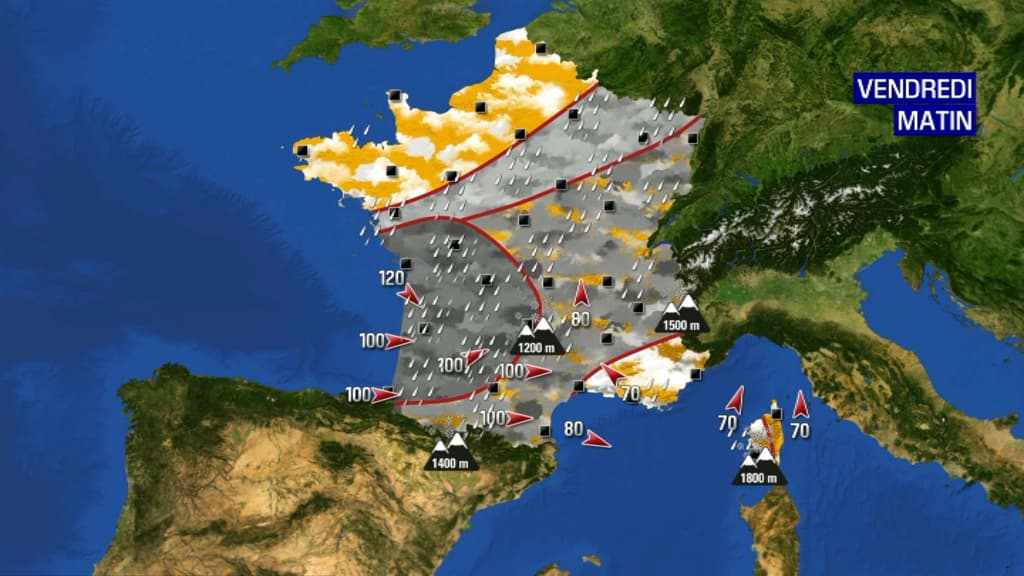 La météo de vendredi matin en France.