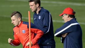 Lucas Digne et Laurent Blanc au PSG en 2014
