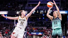 Marine Johannès déclenche un shoot contre Indiana, le 24 mai 2025, à New-York