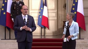 Jean Castex et Elisabeth Borne à Matignon, le 16 mai 2022.