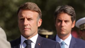 Le président Emmanuel Macron et le Premier ministre Gabriel Attal le 25 août 2025 