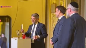 Macron lors d'une célébration Hanouca à l'Elysée le 8 décembre 2024
