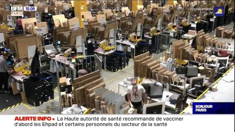 Brétigny-sur-Orge: l'entrepôt d'Amazon fonctionne à plein régime à l'approche de Noël
