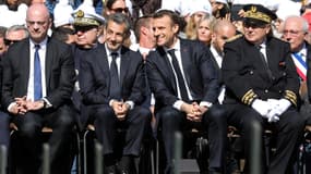 Nicolas Sarkozy et Emmanuel Macron lors de la cérémonie d'hommage aux Glières, le 31 mars 2019.