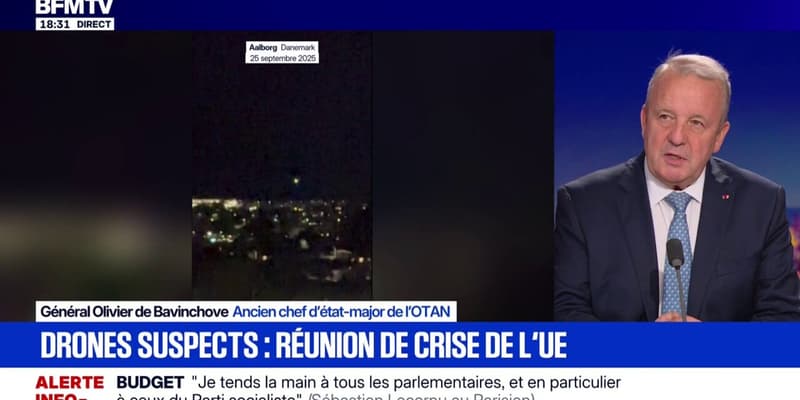 Drones suspects en Europe: "La ligne de front aujourd'hui est extraordinairement distendue", explique Olivier de Bavinchove, ancien chef d'état-major de l'Otan