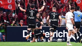 L'immense joie des Toulousains après l'essai de Ramos en finale de Top 14, 28 juin 2024