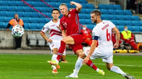 Erling Haaland lors de Norvège-Gibraltar, à Oslo le 7 septembre 2021