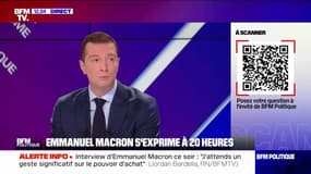Interview d'Emmanuel Macron ce soir: "J'attends un geste significatif sur le pouvoir d'achat" indique Jordan Bardella, président du Rassemblement national et député européen
