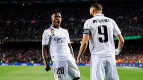 Vinicius et Karim Benzema avec le Real Madrid, le 5 avril 2023