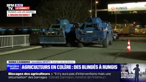 Colère des agriculteurs: des blindés positionnés devant le marché de Rungis