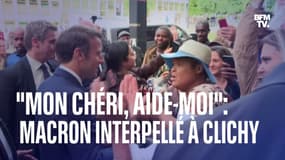 "Mon chéri, aide-moi !": une femme interpelle Emmanuel Macron à Clichy-sous-Bois