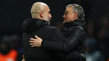 La belle accolade entre Pep Guardiola et Luis Enrique lors de PSG-Manchester City en Ligue des champions, le