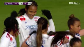 La joie des Lyonnaises sur leur troisième but contre Brondby, le 10 mars 2021.