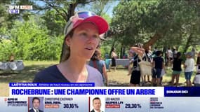 Hautes-Alpes: la championne de ski-alpinisme Laetitia Roux offre un arbre à Rochebrune