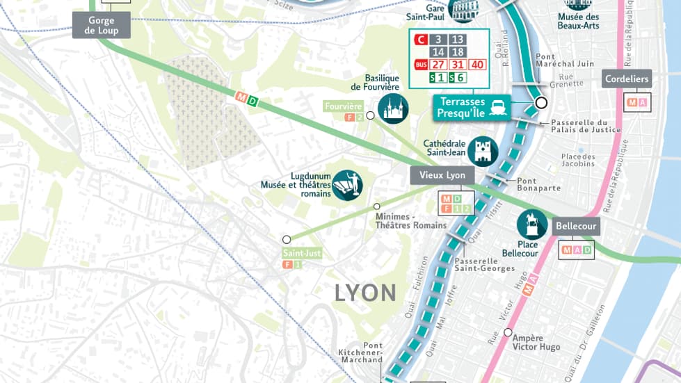 La carte du trajet des navettes fluviales